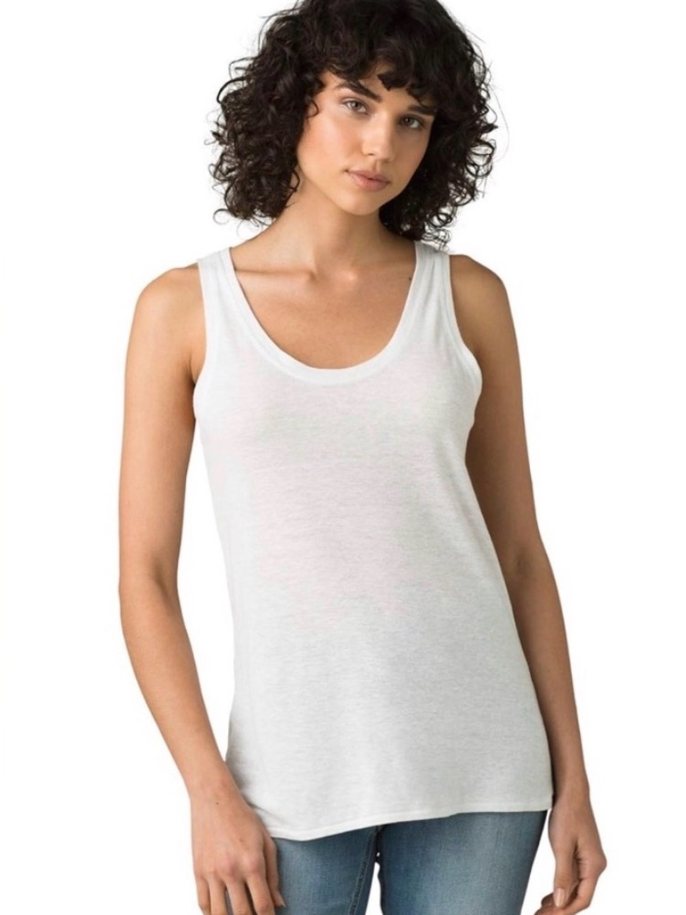 Prana Cotton Cozy Up White Scoop Neck Tank Top